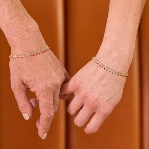 Gold Beaded Bracelets,18K Gold Plated Handmade Cute Satellite Diamond Cut Oval - Picture 2 of 7